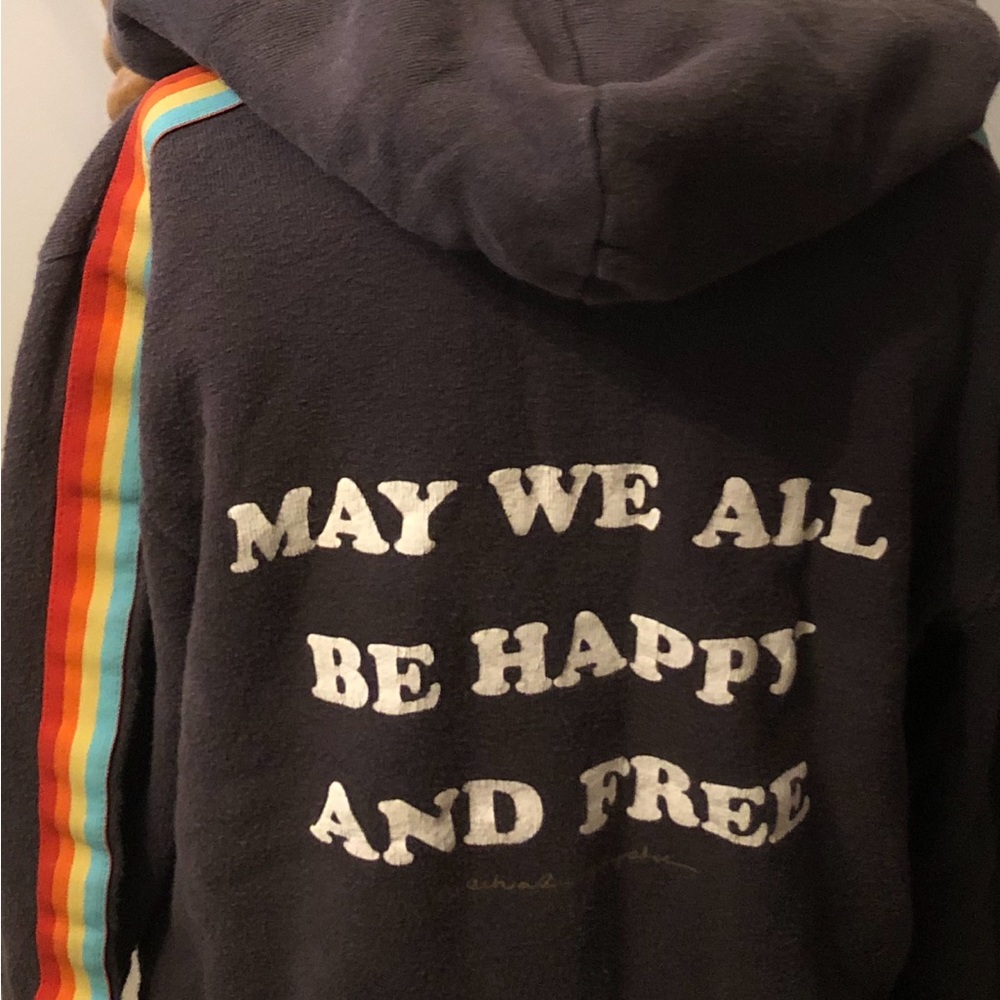 - Spiritual gangster rainbow sleeve hooded sweatshirt ~ modified for ease 🌈✌🏼